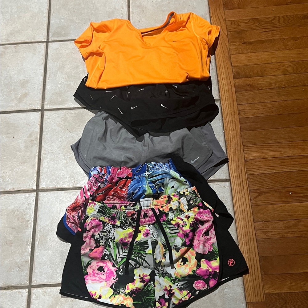 Nike Black and Floral Athletic Shorts